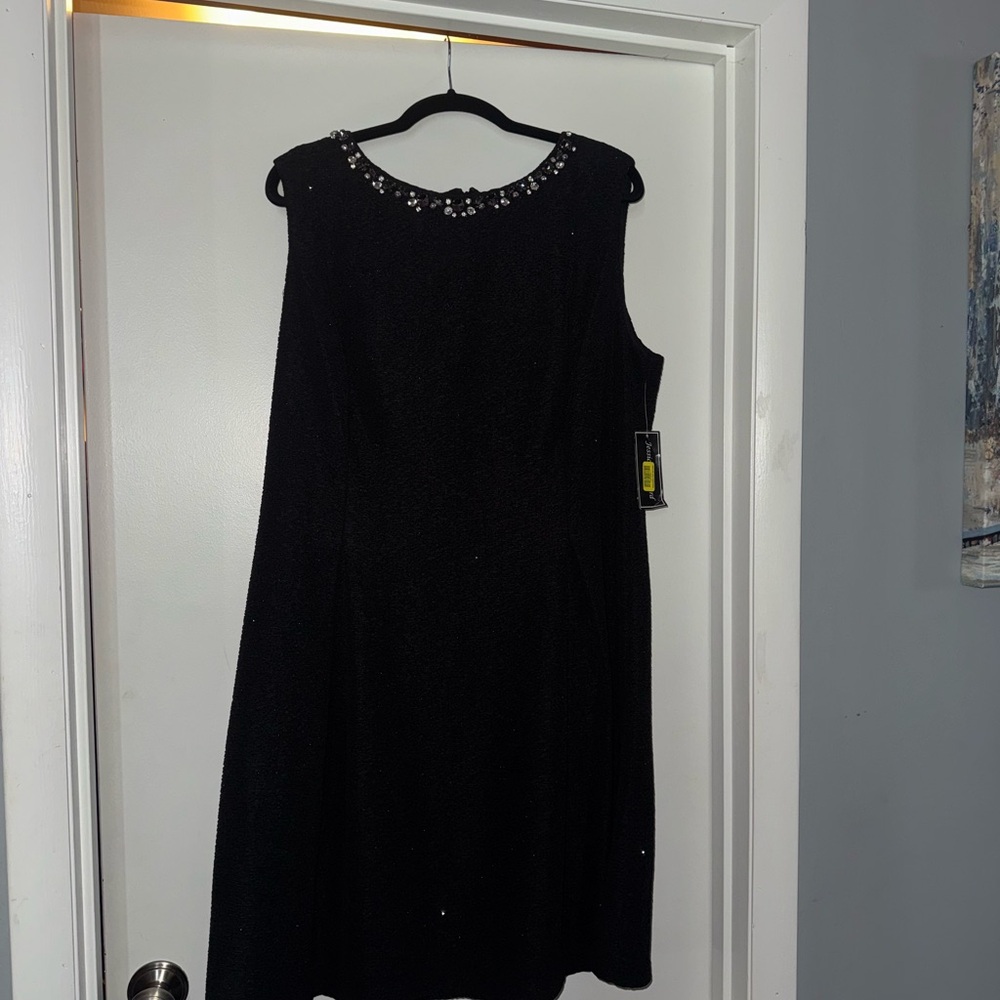 Jessica Howard Black Mini Dress with Embellished Neckline